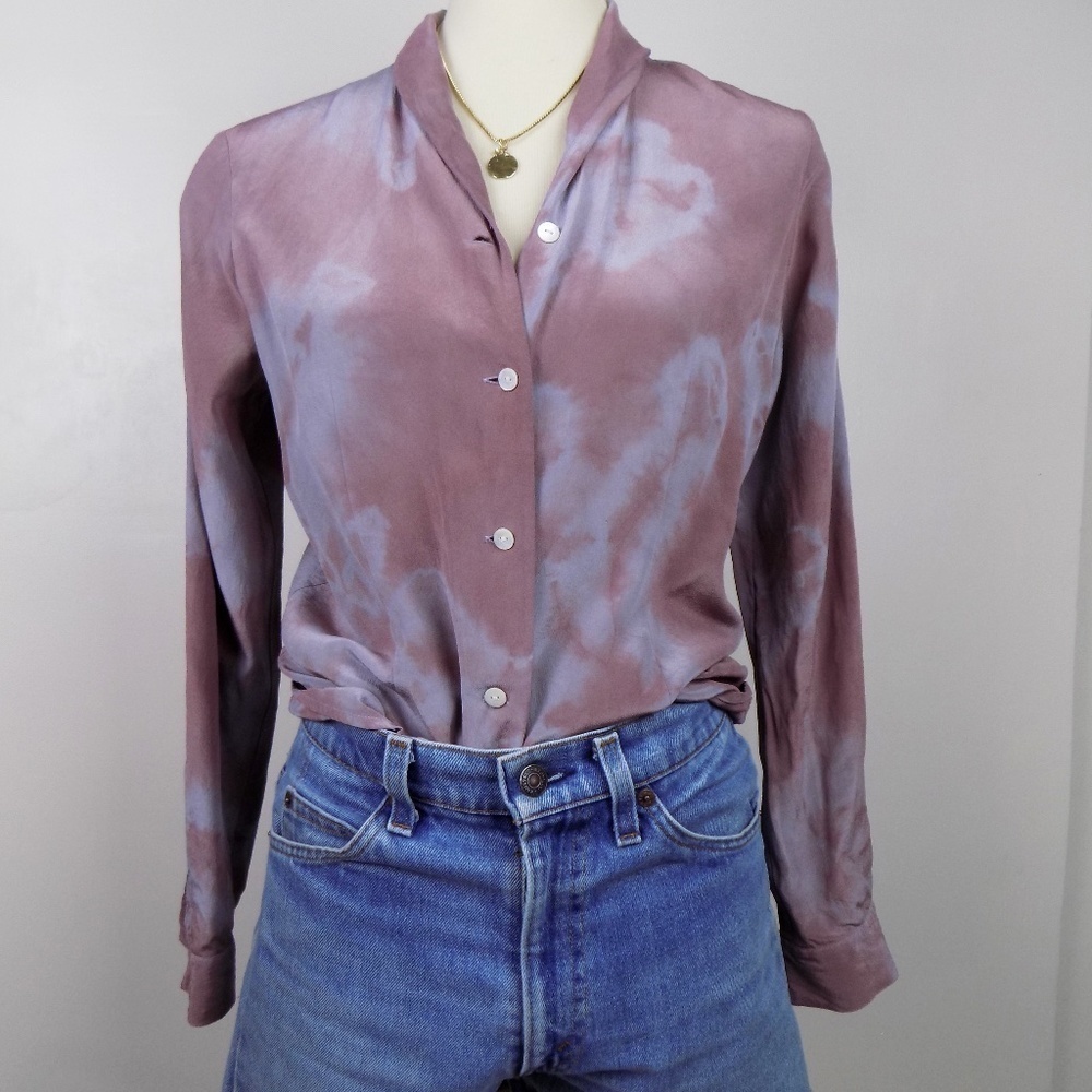 100% silk pajama style tunic dip dye ombre hand dyed
